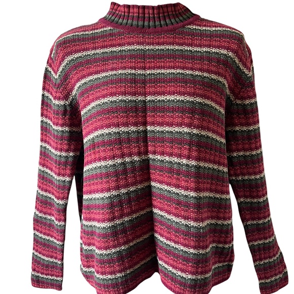 Christopher Banks Womens Size Large Mock Turtleneck Long Sleeve Striped Sweater - Picture 1 of 9